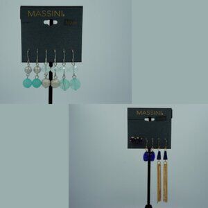 Massini Collection Earring Mega Set – 6 Pairs | Gold & Blue Tones | Affordable